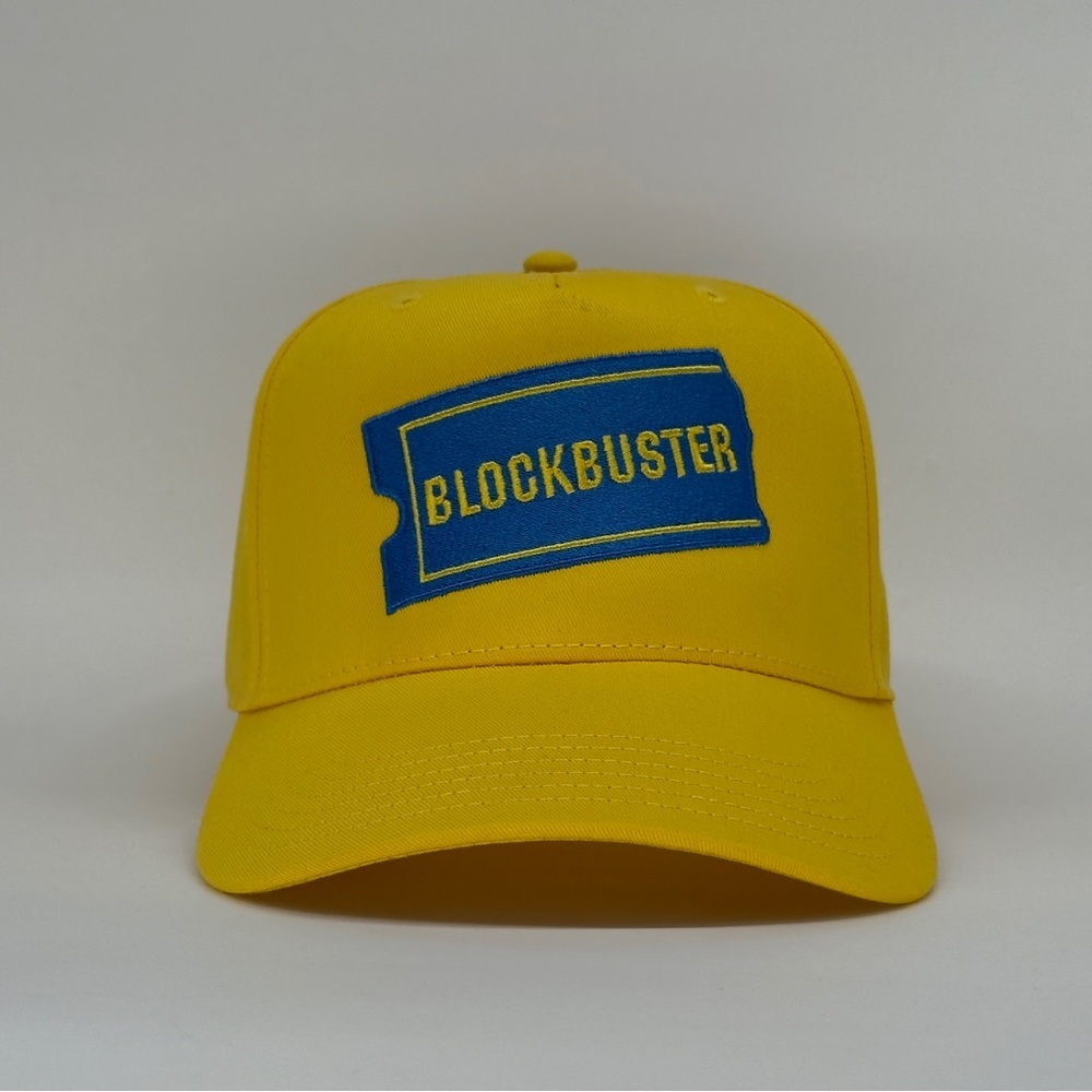 Blockbuster Retro Snapback Hat – Yellow & Blue Embroidered Cap